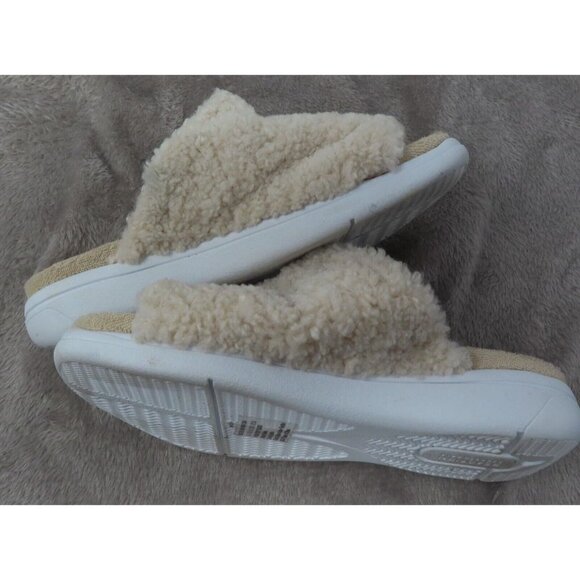 Kenneth Cole Reaction Women 5 Cream Slippers Four Cozy Slide Soft Plush Open Toe - Picture 5 of 11